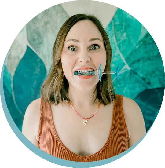 a woman with braces in her mouth