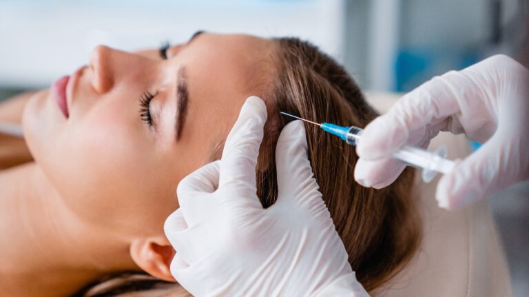 woman during Hair Restoration Injections